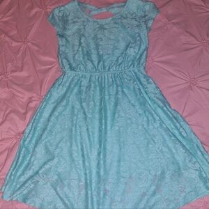 Girl's Teal Lace Dress By Paper Doll